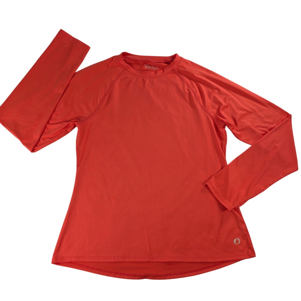 The American Outdoorsman Women Lg Orange Performance Top Raglan Thumbhole Sleeve